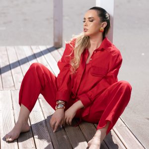 Linen suit in Red Sake - Image 3