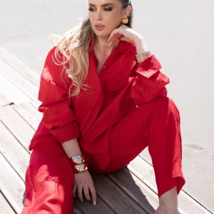 Linen suit in Red Sake - Image 4