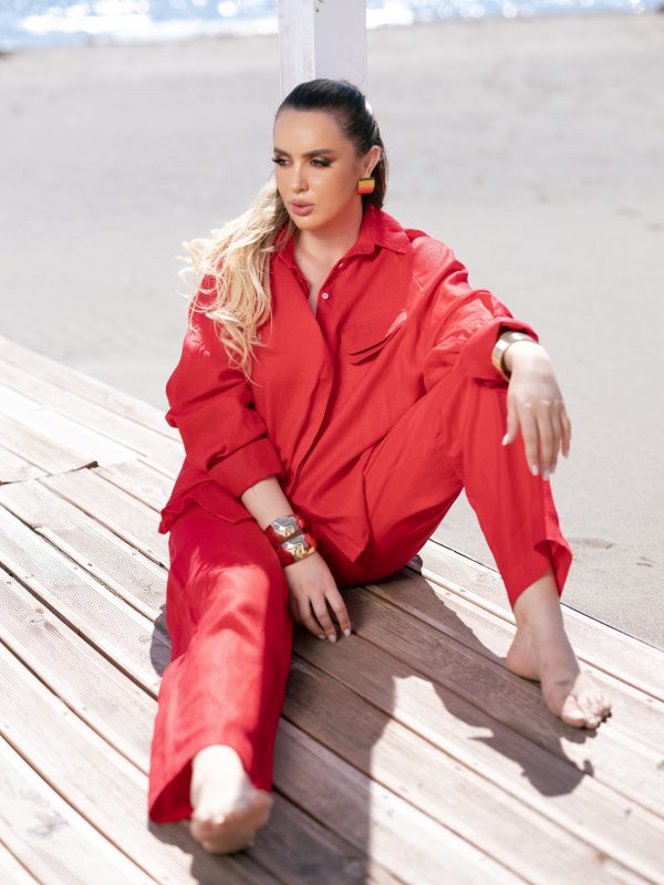 Linen suit in Red Sake