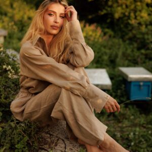 A timeless linen set in a soft beige hue, crafted from 100% premium linen
